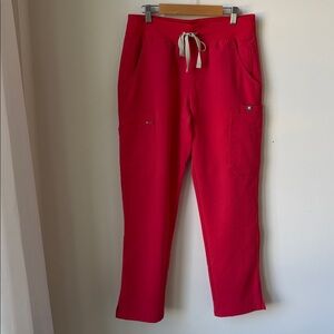 Figs Yola Scrub Pants with Yoga Waistband in Red #3145 Cargo Pockets Size SP